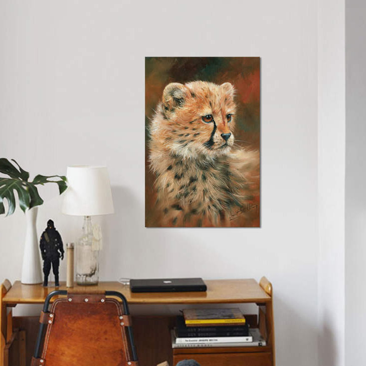 « guépard cub », impression sur toile, H 12 po x l 8 po x P 0,75 po, Pas de tapis, Toile tendue