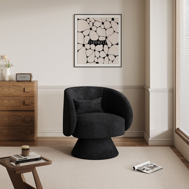 Fauteuil demi-tonneau pivotant rembourré (ensemble de 2), Lin noir