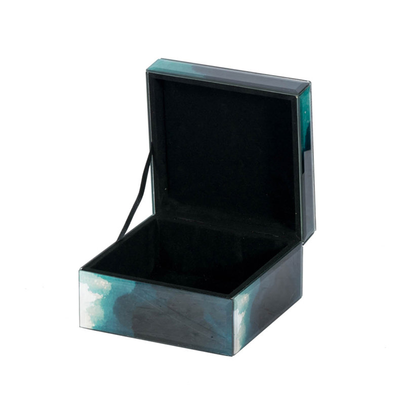 Boîte à bijoux Bethany Aqua, boîtes de rangement décoratives empilables avec couvercles, 5 po x 6 po x 6 po