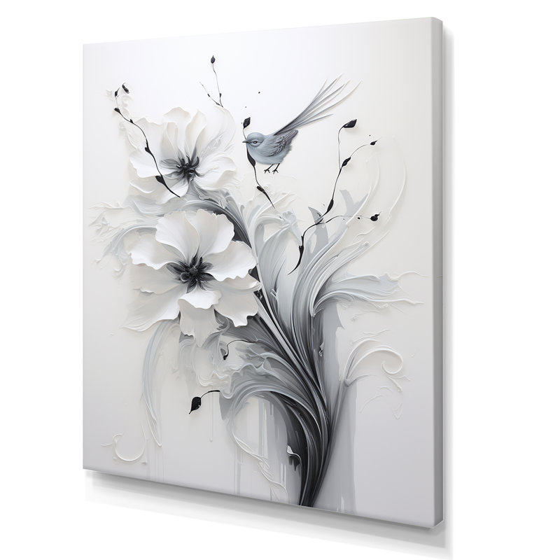 Minimalisme monocoque sur un bouquet de fleurs sur toile, H 20 po x l 12 po x P 1 po