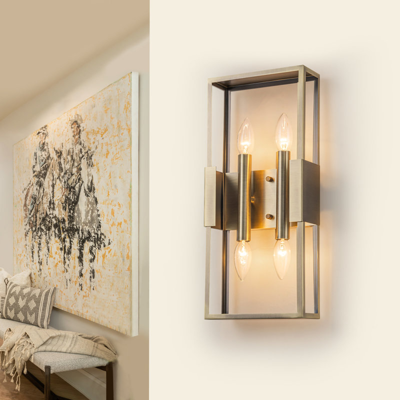 Tuscany 4-Light Bronze Vanity Light, ETL Listed Traditional Geometric Metal Frame Bathroom Fixture, 60W Max E12 Candelabra Base