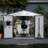 Grey Outdoor Storage Shed With Sloped Roof - 10x8 Ft Galvanized Steel For Garden, Patio, Lawn Ventilation Lawn,-118823265-118823264