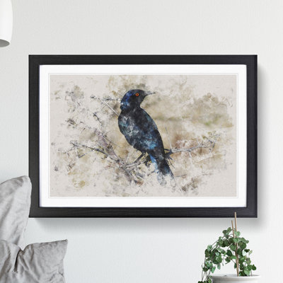 Starling Bird Watercolour - Picture Frame Graphic Art