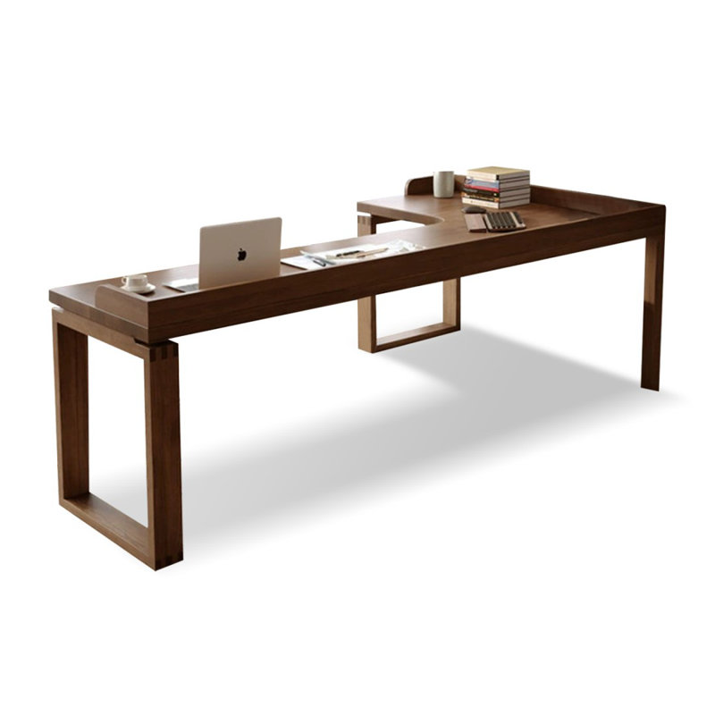 Bureau d'écriture en L en bois massif brun noisette, H 29,53 po x l 78,74 po x P 47,24 po, Retour à droite