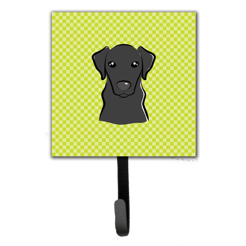 Porte-laisse en damier et crochet mural Labrador, Vert / noir