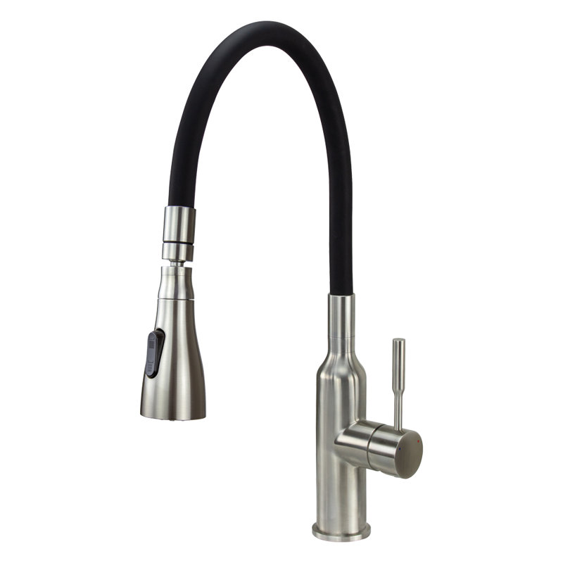 Flexible Multi-Function Faucet Single-Hole Laundry Faucet, Brushed Nickel/Black