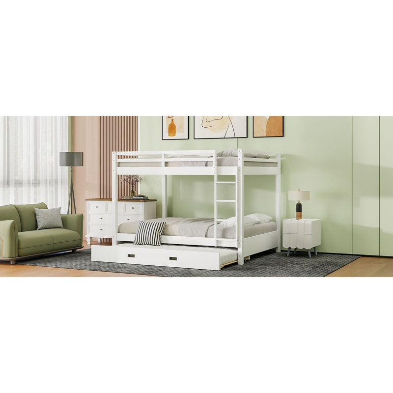 Space-saving Queen Size Bunk Bed Solid Pine Modern Bedroom Solution