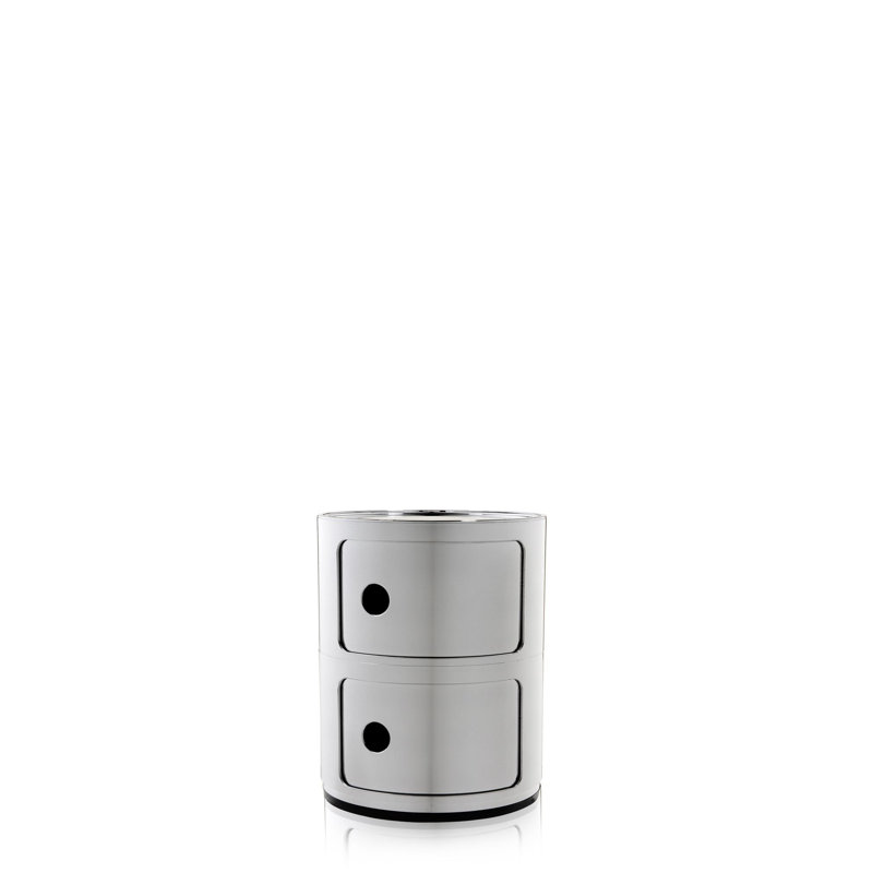 Precious Componibili Round Storage Modules, 2 Hi, Chrome