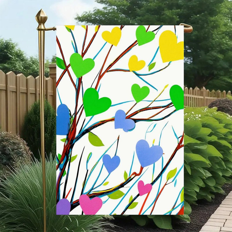 Drapeau suspendu cœur multicolore, décor de fenêtre 12 po x 18 po / 30 x 45 cm