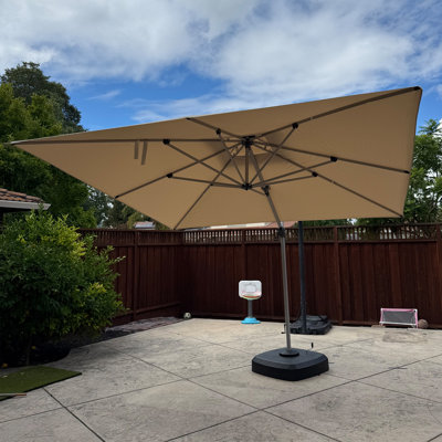 132'' Square Cantilever Umbrella With Wheeled Base,Beige