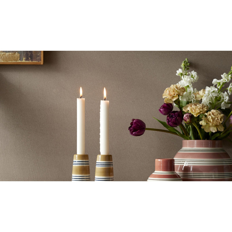 6.3" Earthenware Tabletop Candlestick, Ochre, 6.3" H x 2.4" W x 2.4" D