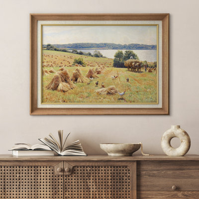 Peaceful Pastoral Field Harvest Landscape Artwork, Living Room Pictures, Framed Canvas Giclee Print Wall Art.