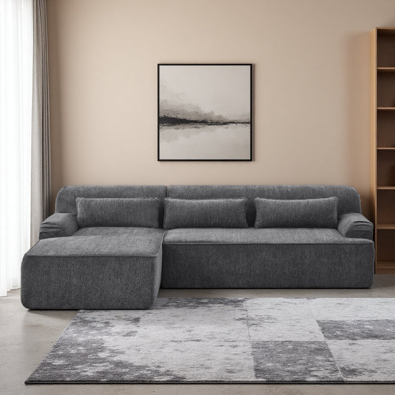 Chenille L-Shape Luxury Sectional Oversized Sofa,Mnimalist Design,Comfy Sleeper Couch For Living Room,Apartment&Reception Spaces,No Assembly Required