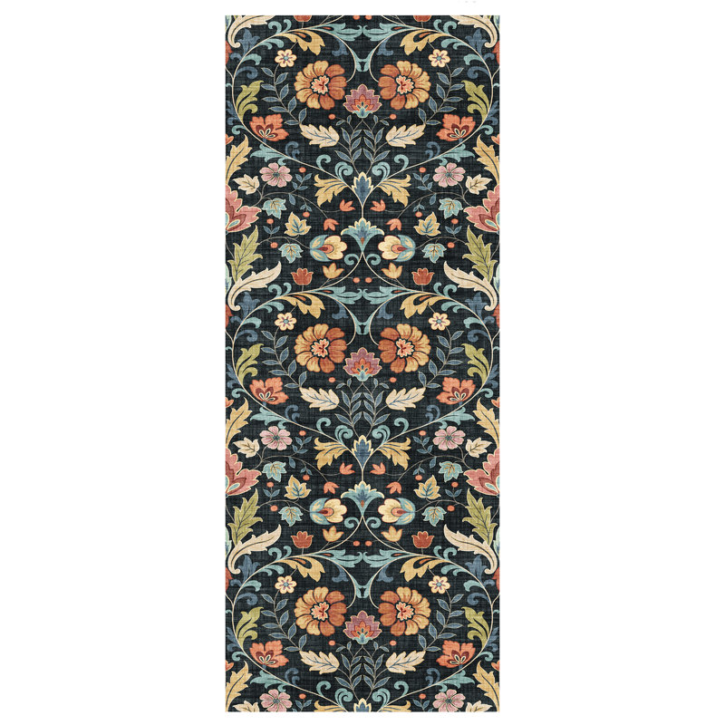 Gertmenian Crystal Print Verner Black Multi-Colored Transitional Bright Bold Floral Flat Pile Indoor Area Rug
