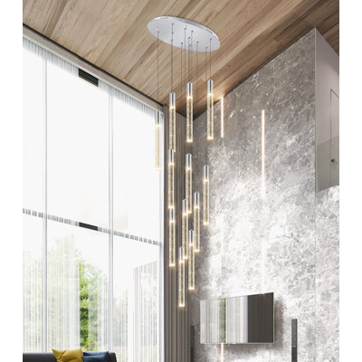 Light High Ceiling Dimmable Crystal Chandelier