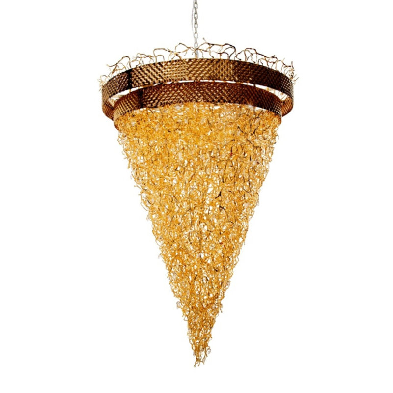 Lustre suspendu à 12 lumières, Bronze, H 28 po x l 22 po x P 22 po, Fumée