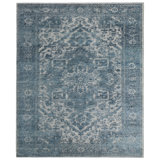 Jaipur Living Pranhita APS03 Handknot Medallion Blue Area Rug (6'X9')
