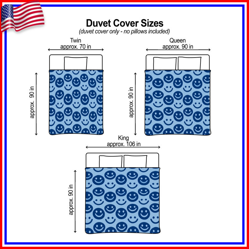 Smiley Faces Pattern Duvet Covers, Queen