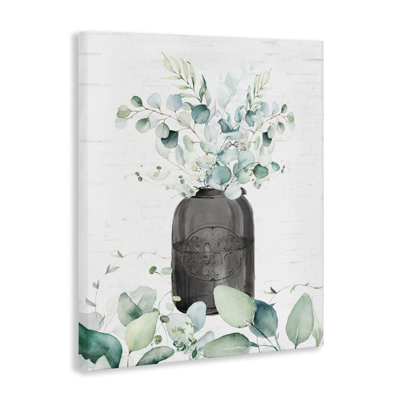 Pot à savon et toile d'eucalyptus, design par lettré et doublé, H 48 po x l 36 po