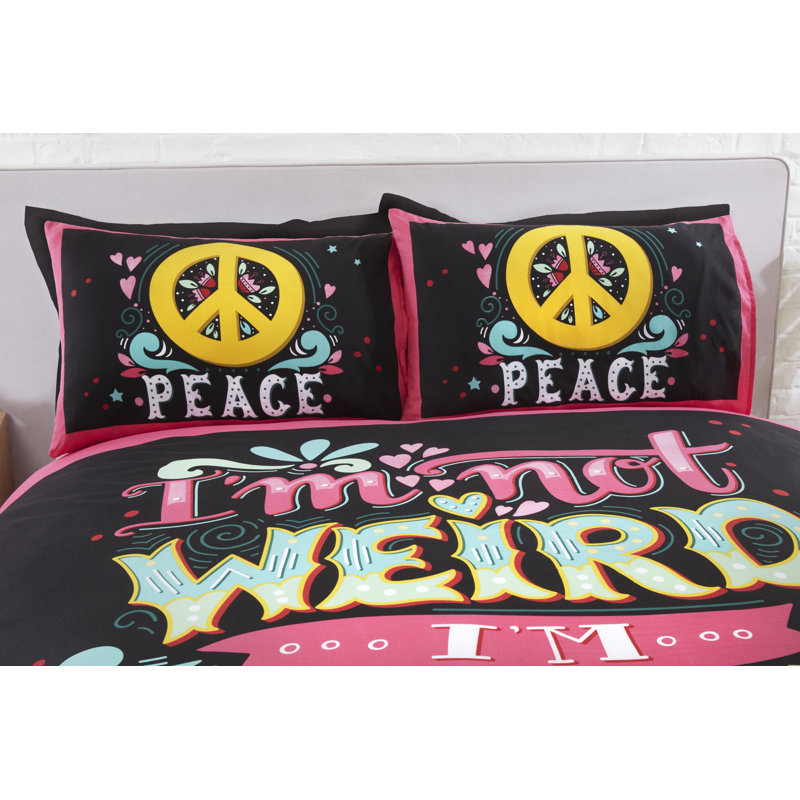 Percale Graphic Print & Text Duvet Cover Set with Pillowcases Included, Kingsize Duvet Cover + 2 Standard Pillowcases