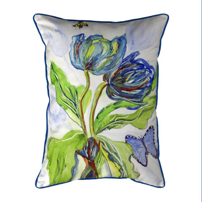 Tulips And Morpho Outdoor Throw Pillow