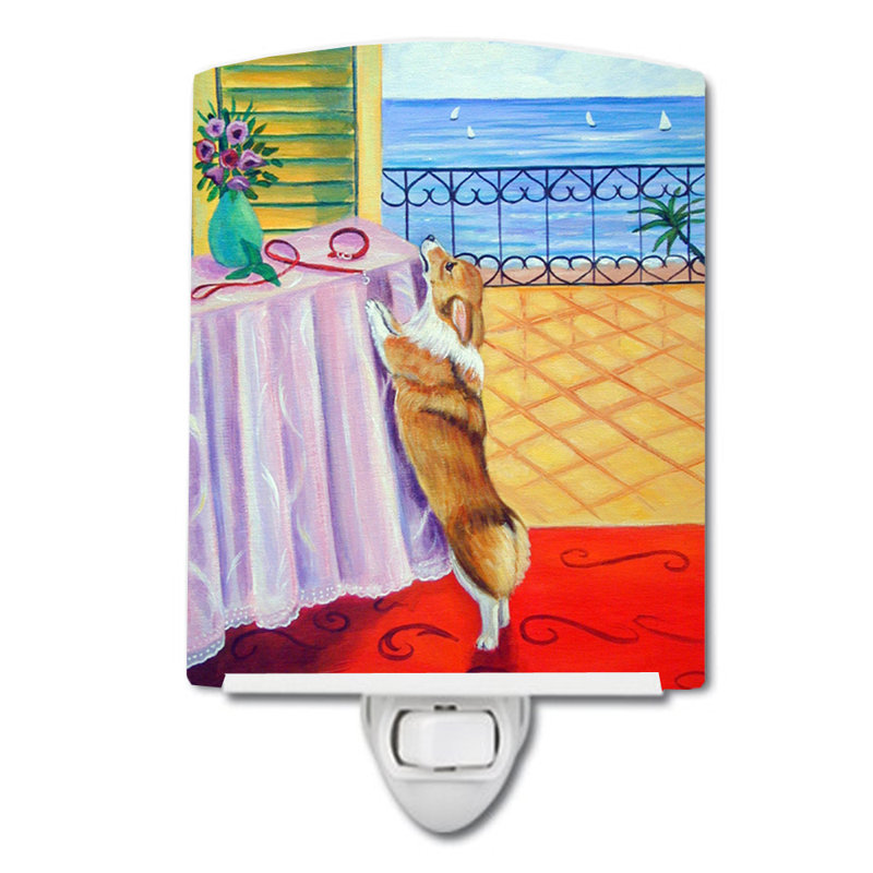 Éclairage de nuit en céramique corgi