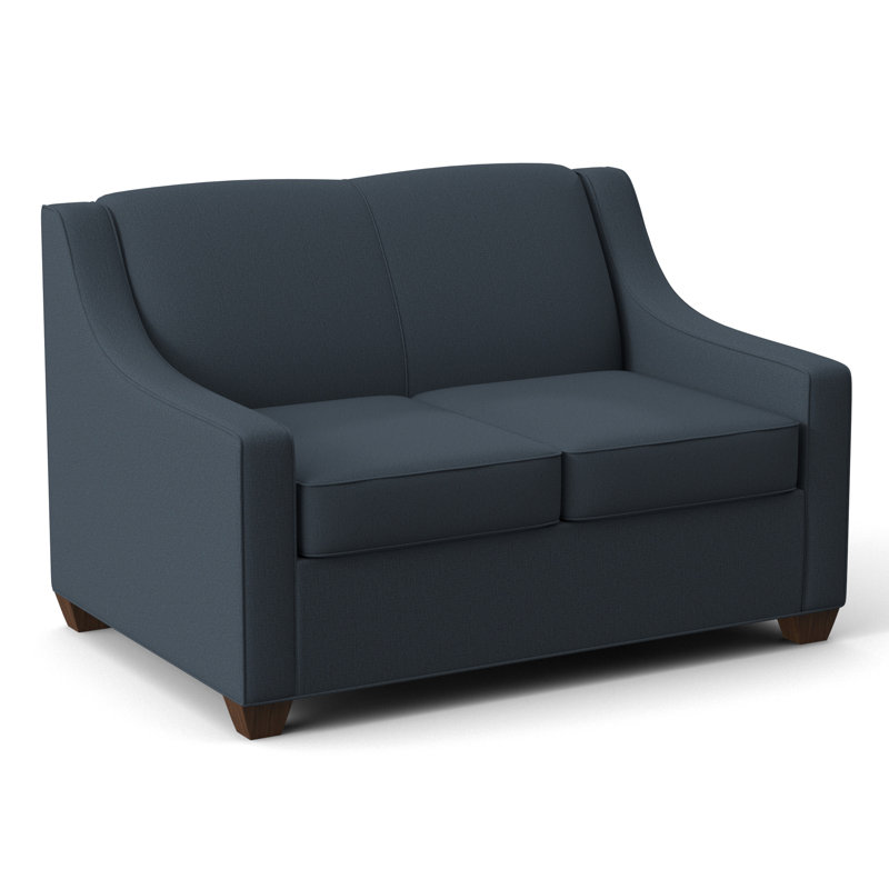 Phillips 52" Square Arm Loveseat with Reversible Cushions, Connelly Dove, Montana Walnut