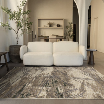 Tapis abstrait contemporain beige abstrait Abstract