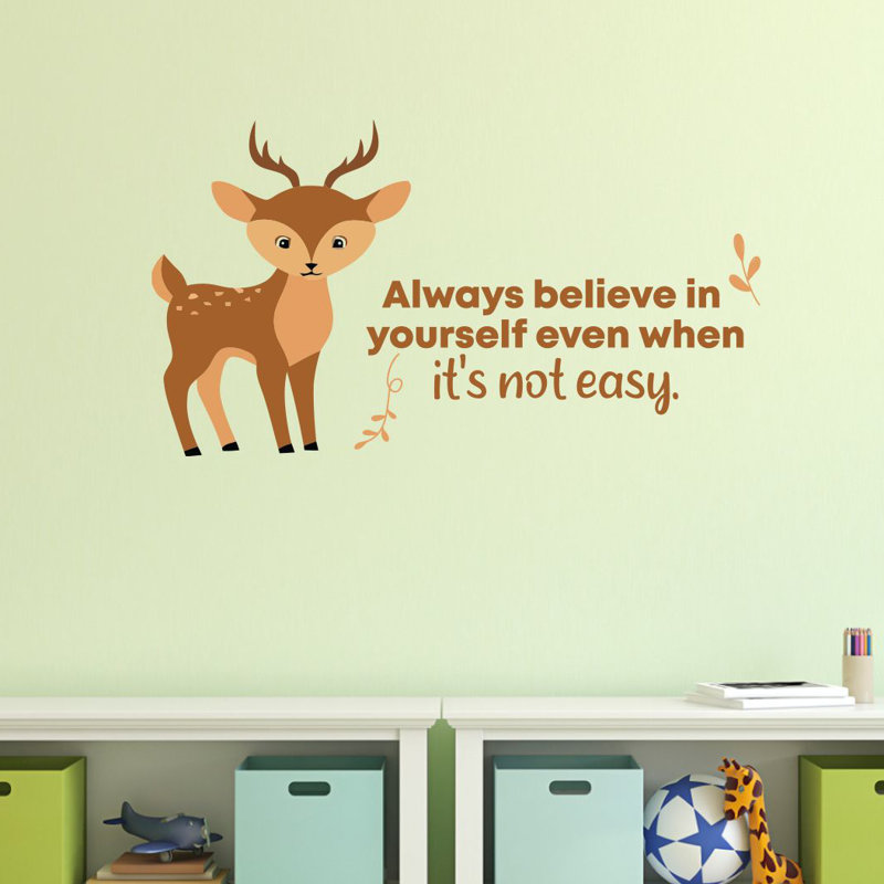 Adhésif décoratif en vinyle "always Believe cute Deer", H 20 po x l 40 po x P 0,05 po