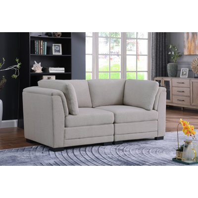 Sabbia 70.5"W Light Gray Linen Fabric Loveseat