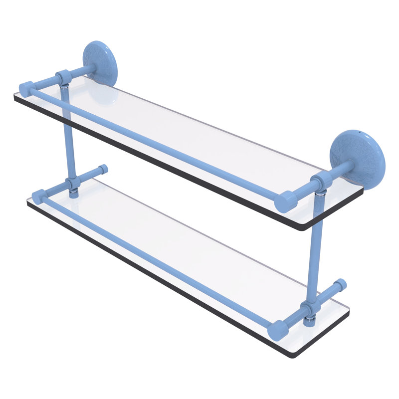 Yae 2 Piece Tiered Shelf, 8" H x 22" W x 5" D, Flat Troll Blue