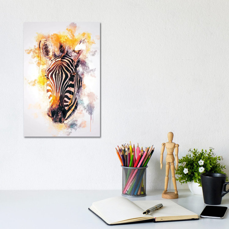 Zebra Head by Cornel Vlad - Wrapped Canvas Gallery-Wrapped Canvas Giclée, 30.48cm H x 20.32cm W