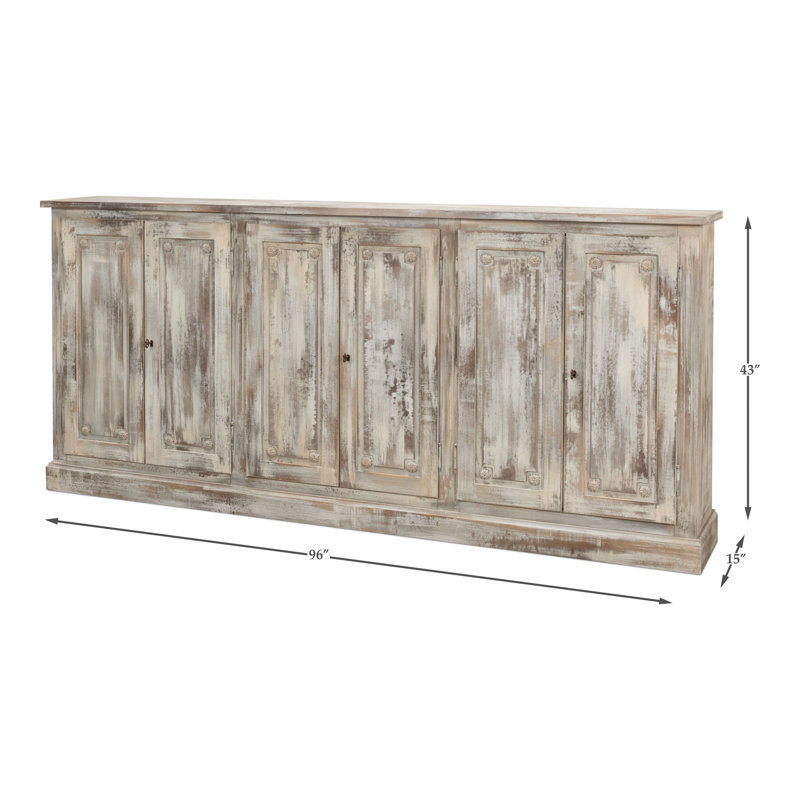 Pagnano 96'' W Solid Wood Sideboard, Gray