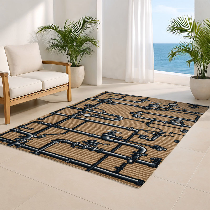 Tapis intérieur et extérieur brun Transport, Rectangulaire 2 pi x 3 pi