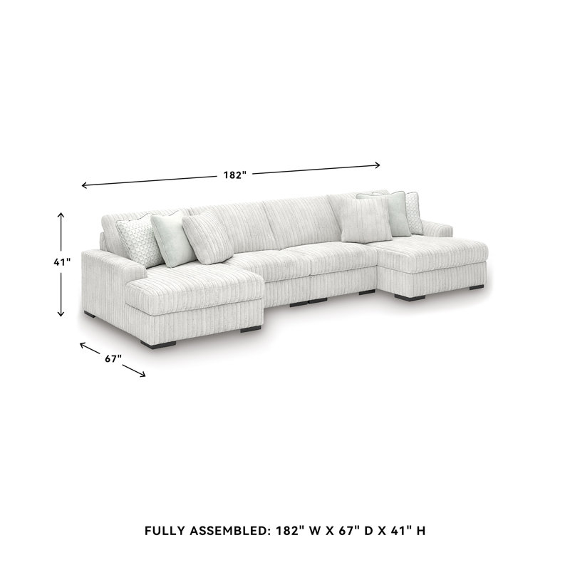 Canapé modulaire 4 pièces avec méridienne Brunton, H 41 po x l 182 po x P 67 po