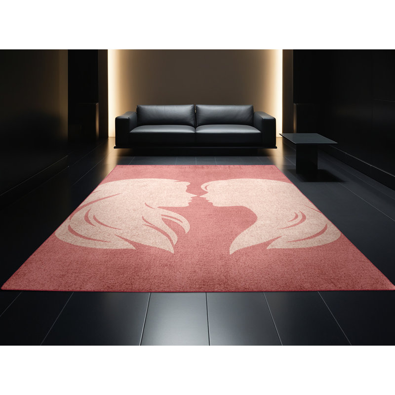 Tapis rose et rose moderne lavable à la machine Rhawnhurst Valentines, 5 x 7