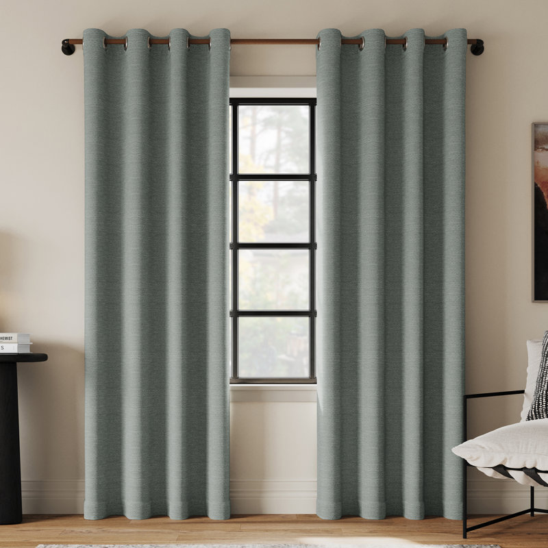 Indigo Road by Egypt Sherrod Sarasi Contrast Tweed Magnetic Closure 100% Blackout Grommet Curtain Panel, 50" W x 96" L