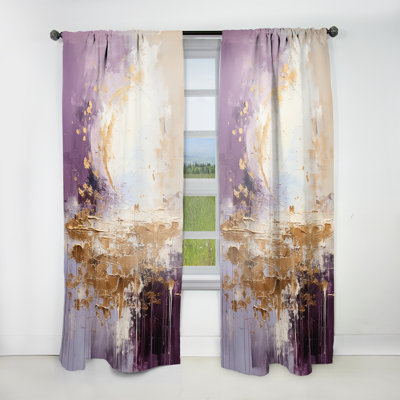 Rachel - Paysage de montagne mauve et doré III - Rideau Paysages - Velours obscurcissant - 1 panneau