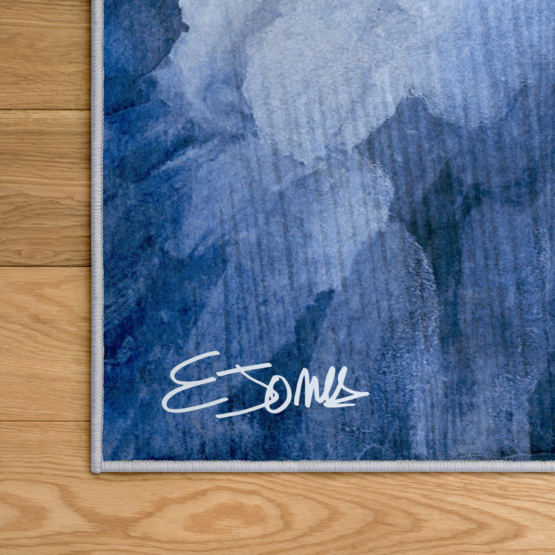 Tapis d'art abstrait lavable en verre givré taille 8 pi x 10 pi, douceur avec envers antidérapant