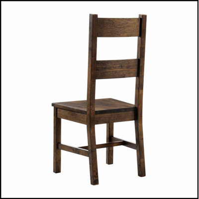 Ensemble de 2 chaises de salle à manger en bois brun doré rustique avec assise confortable et fabrication durable pour une salle à manger élégante