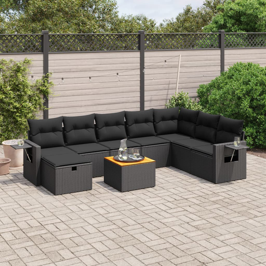 Vidaxl 9-Tlg. Garten-Sofagarnitur Mit Kissen Beige Poly Rattan