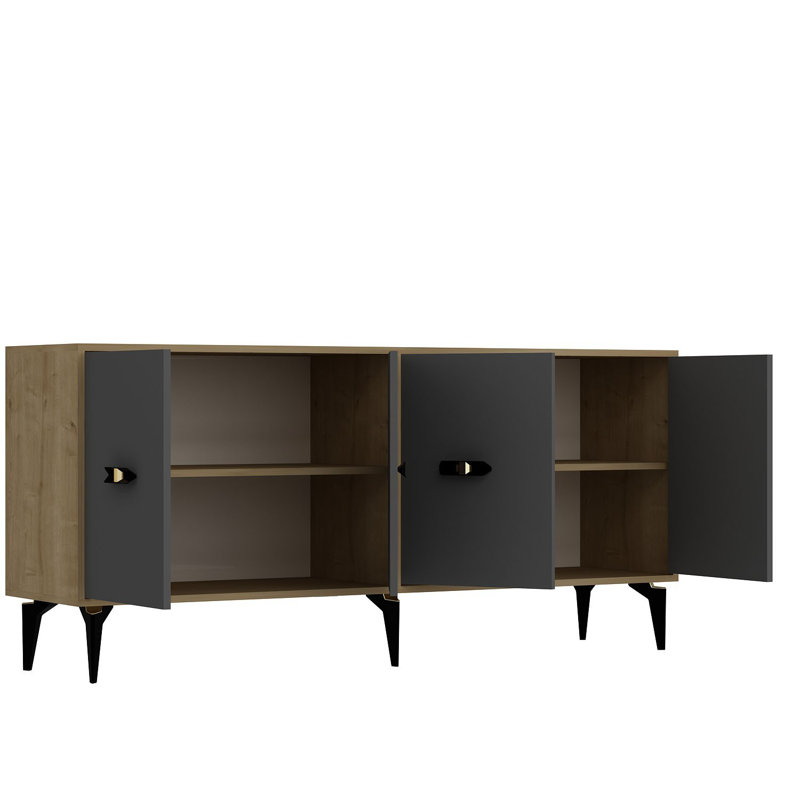 Modern Console Table, 100% Melamine Coated Particle Board, 0.71 inches Thick | Wall-Mountable, Multiple Shelves, Stylish Design for Living Room & Entryway
