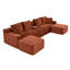 Canapé modulaire modulaire en velours côtelé avec console centrale, ports USB intégrés, porte-gobelets et rangement-130054000