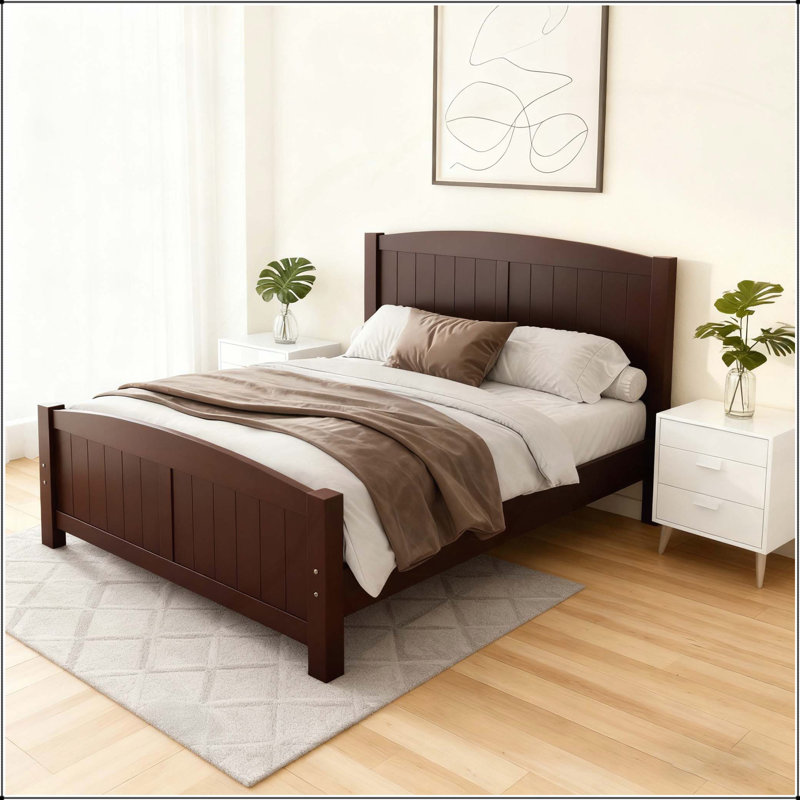Lit plateforme double avec lattes de soutien, aucun sommier nécessaire, durable et élégant pour les chambres à coucher modernes