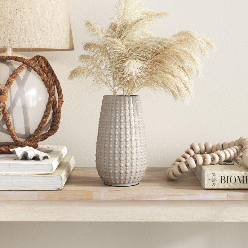 Ceramic Table Vase, Ivory, 6.5" x 6.5" x 11"