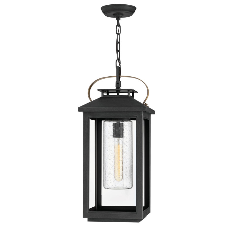 Atwater 1 -Bulb 21.5" H Outdoor Hanging Lantern, Black