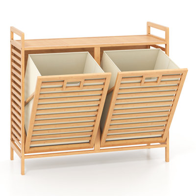 Bamboo Cabinet Laundry Hamper with Handles