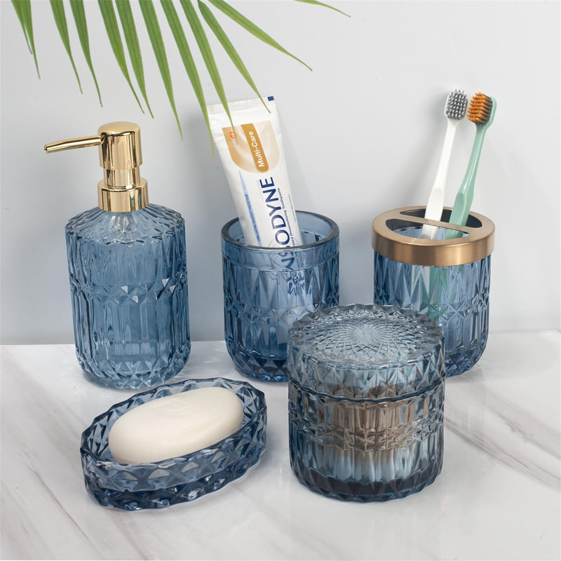 Bibby Bathroom Accessory Set, Blue