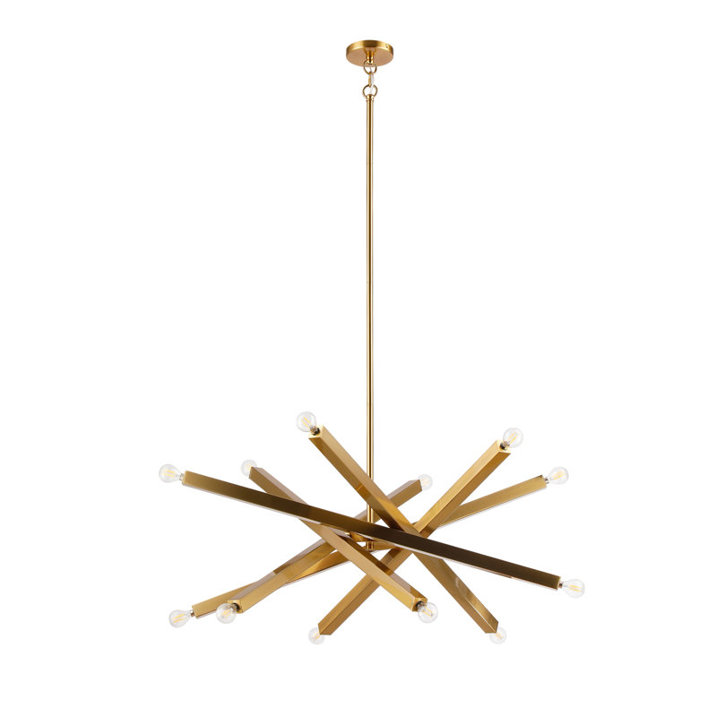 12-Light Brass Sputnik Chandelier With Adjustable Arms, 15.7" H x 34.6" W x 34.6" D