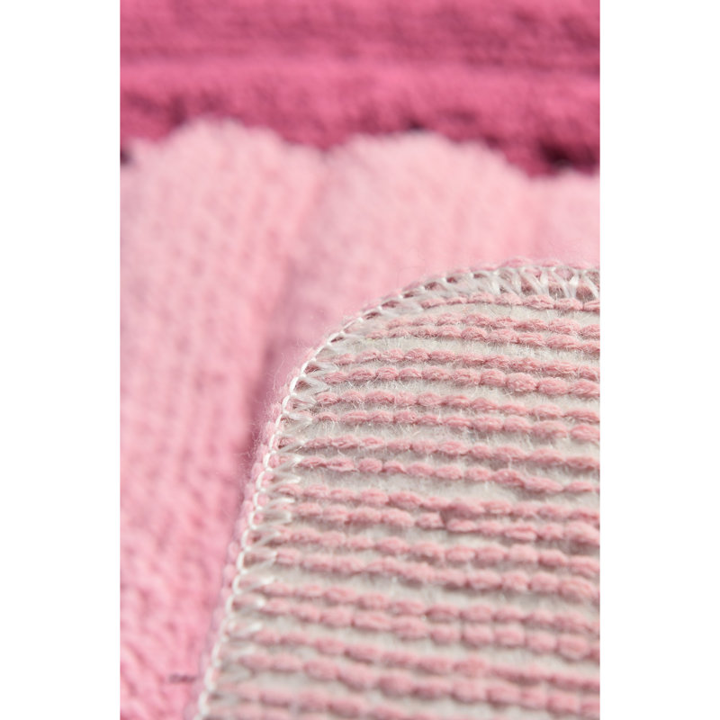 Tapis pour salle de bain Martinton, H 1,18 po x l 27,56 po x L 47,24 po, Blanc / rose / vin